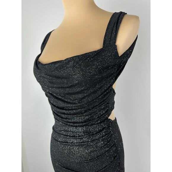 Lucy in the Sky Size XS Black Silver Glitter Dress Cocktail Party NYE Stretch - Picture 8 of 16
